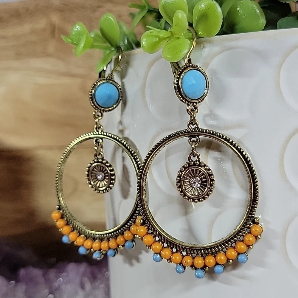 🔥LAST PAIR🔥 Bohemian Bead Drop Hoop Earrings